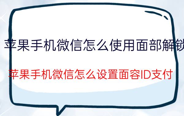 苹果手机微信怎么使用面部解锁 苹果手机微信怎么设置面容ID支付？